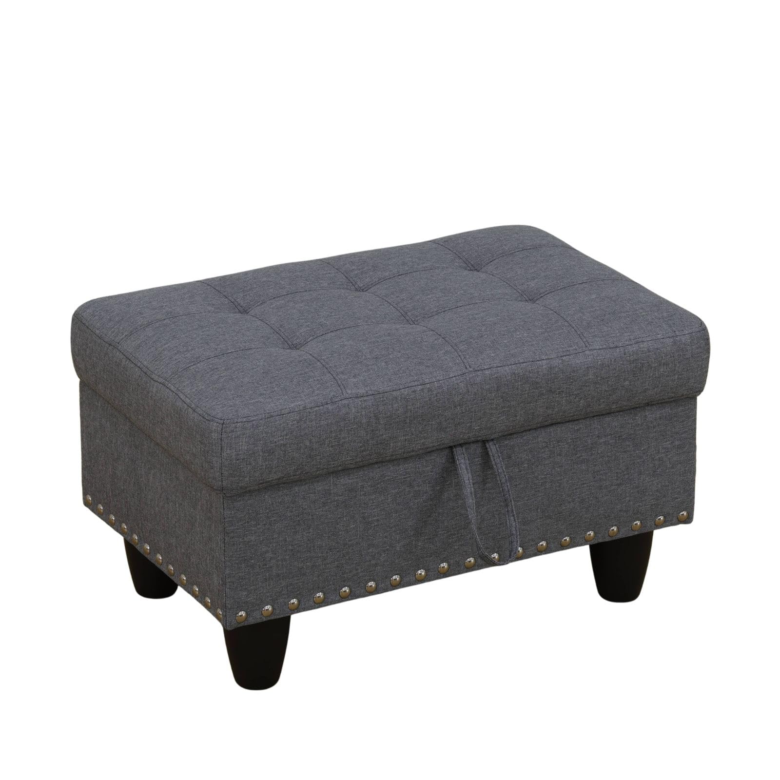Simple Deluxe Ottoman with Storage Bench Chair, 28.5" L x 19.5" W x 17.5" H Foot Rest Stools with Non-Woven Fabric,Ottoman Storage Chest Box with Padded Seat for Bedroom, Living Room, Entryway,Grey