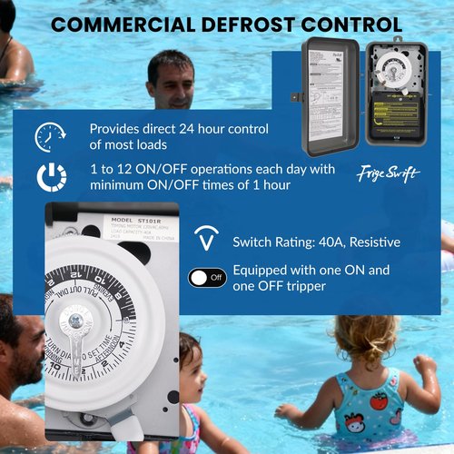 T101R 40A 120V 24-Hour Programmable Timer with 3R Waterproof Enclosure & SPST Dual-Circuit Switch, for Commercial Defrost, Lighting, Fan