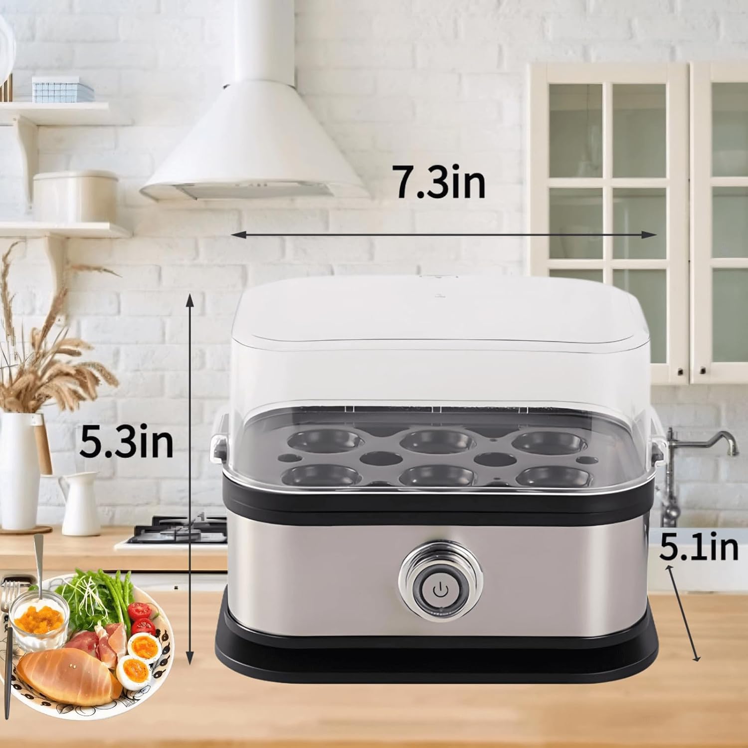 Rapid Egg Cooker - Electric Stainless Steel for 6 Eggs | Soft, Medium, Hard Boiled & Poached, BPA Free