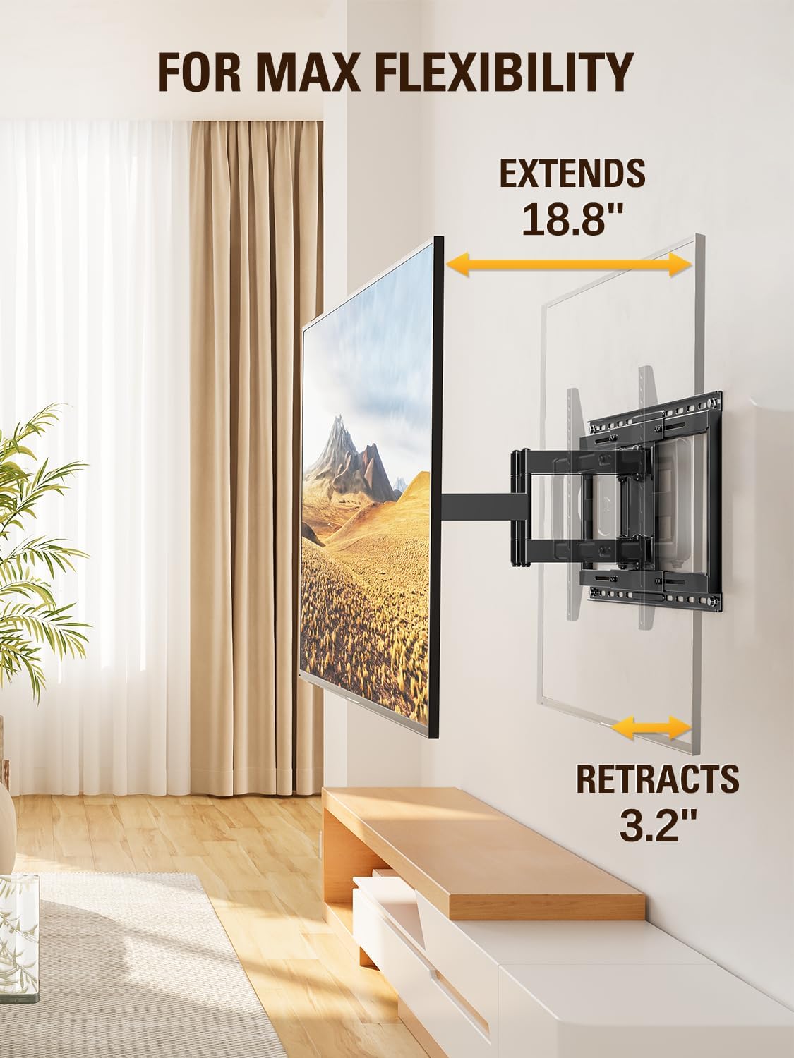 Mounting Dream TV Wall Mount - Full Motion Articulating Dual Arms for 42-86" TVs | Max VESA 600x400mm, 132 lbs Capacity