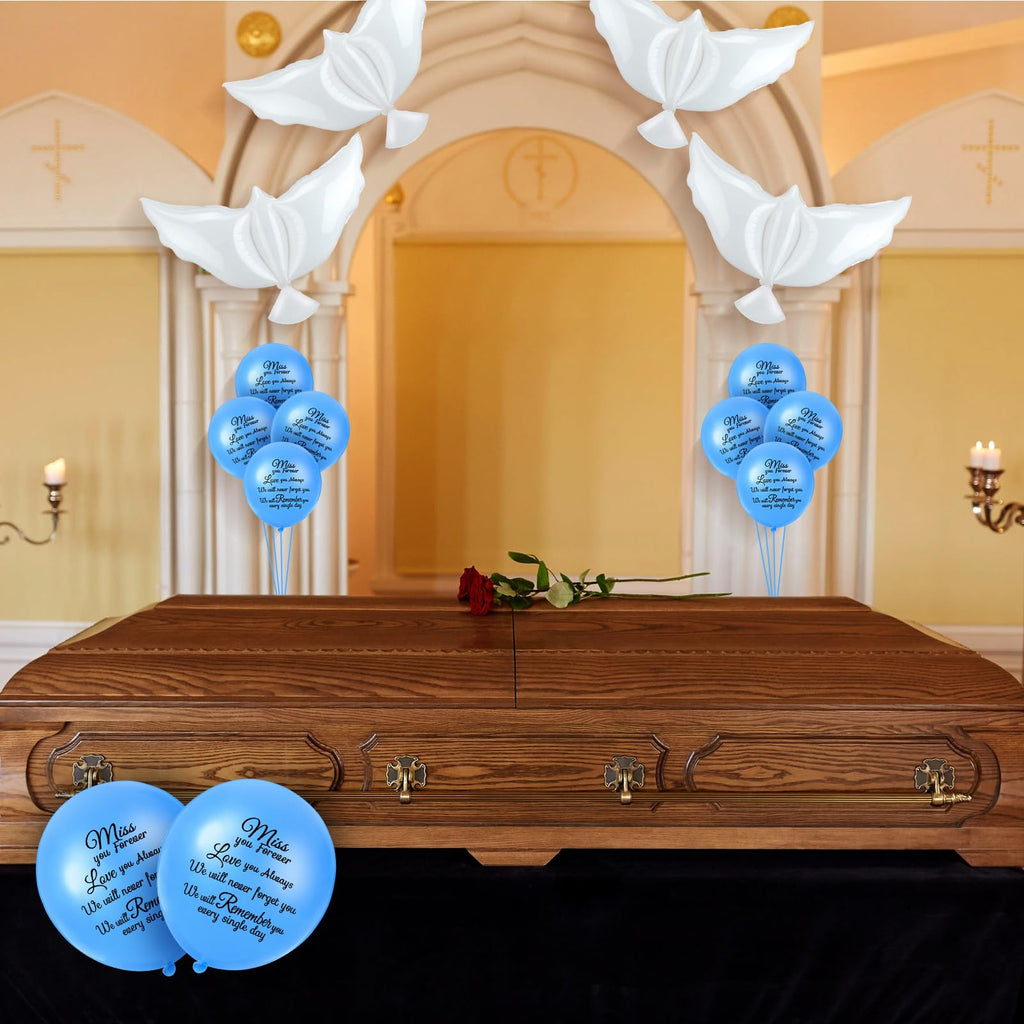Skylety 36 Pieces Memorial Balloons to Release in Sky Memory Peace Dove Balloons Helium for Funeral, Condolence, Funeral, Anniversary, Memorial Services(Blue)