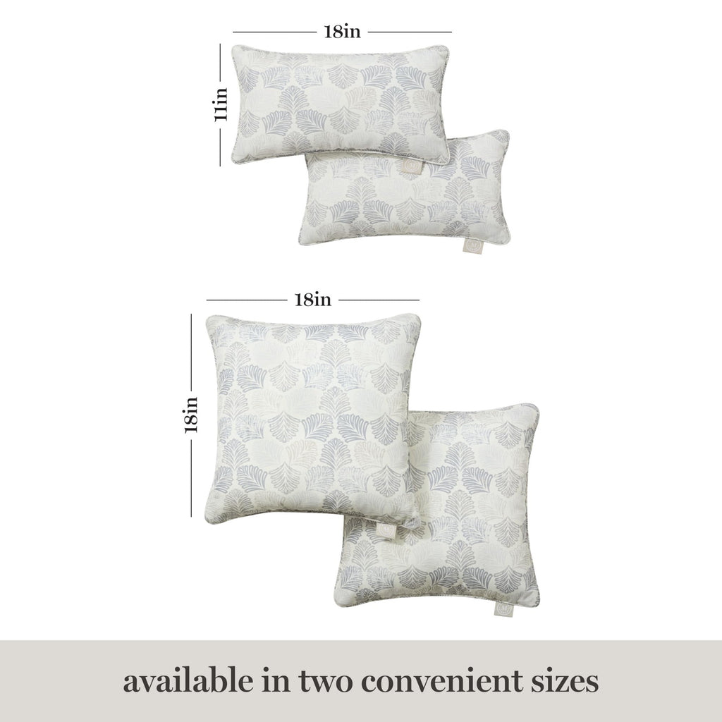 Martha Stewart Modern Banana Leaves Indoor Outdoor Decorative Lumbar Pillow 2-Pack Set, UV Fade Resistant, Water Repellent, Printed Tropical Design, Warm Grey, 11"x18"