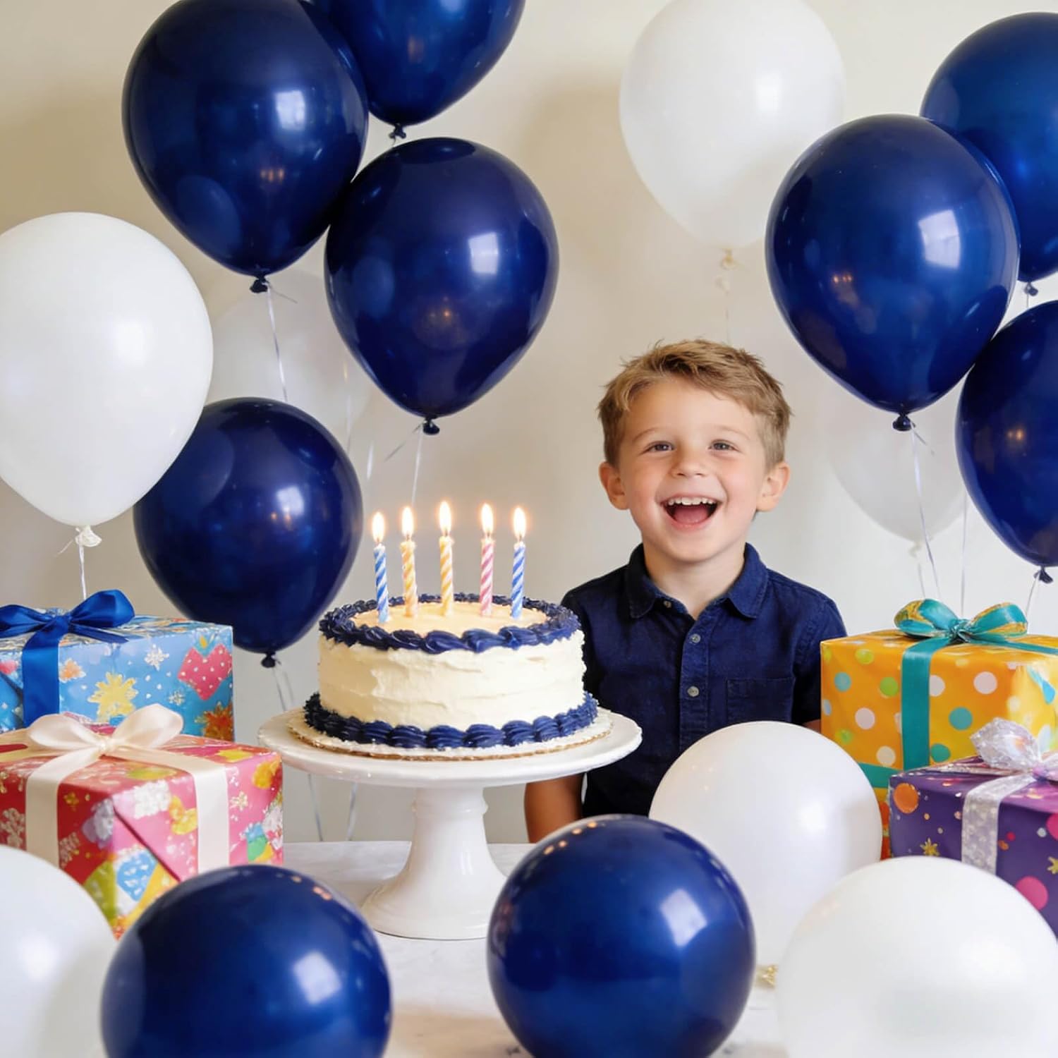 Skiennix Navy Blue Balloons - 12 Inch Latex Balloons for Birthday Parties & Baby Showers | 110 Pack