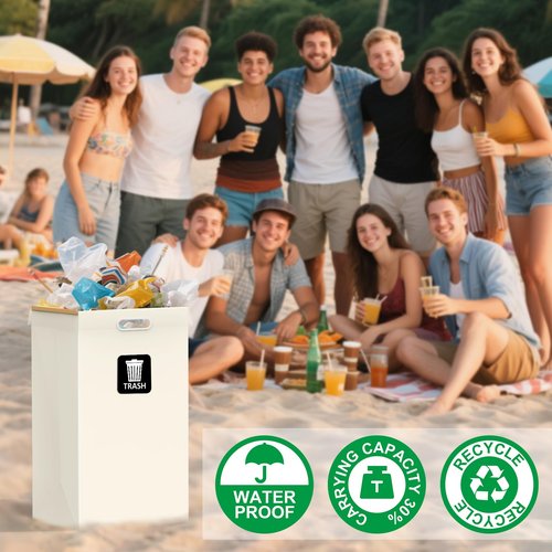 30 Gallon Disposable Trash Cans with Built-in Handles, 4 Pack Extra Large Portable Trash Can, Waterproof Layer Reusable Garbage Can, Recycling Bins, Extra-Thick Recycled Cardboard, Perfect for Parties
