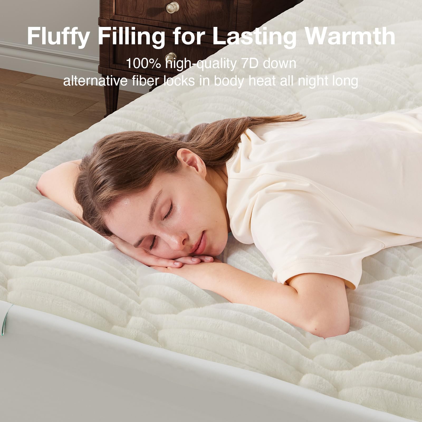 Novilla Fleece Mattress Topper Queen, Warm Sherpa Mattress Pad, Cloud-Like Soft Bed Cover for Winter, Deep Pocket fits up to 21", Machine Washable