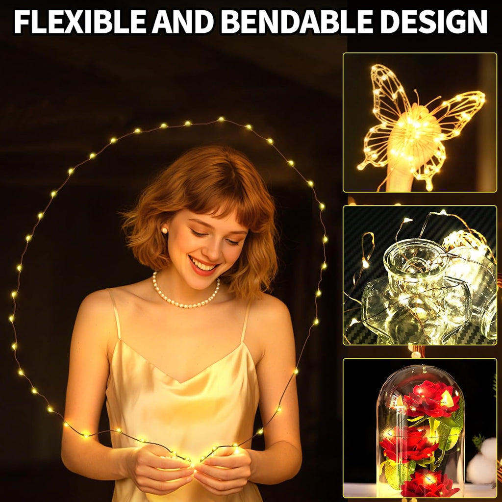 Skiennix Mini Battery-Powered Copper Wire Fairy Lights - 16ft Warm White String Lights for Bedroom, Christmas, Weddings & Parties