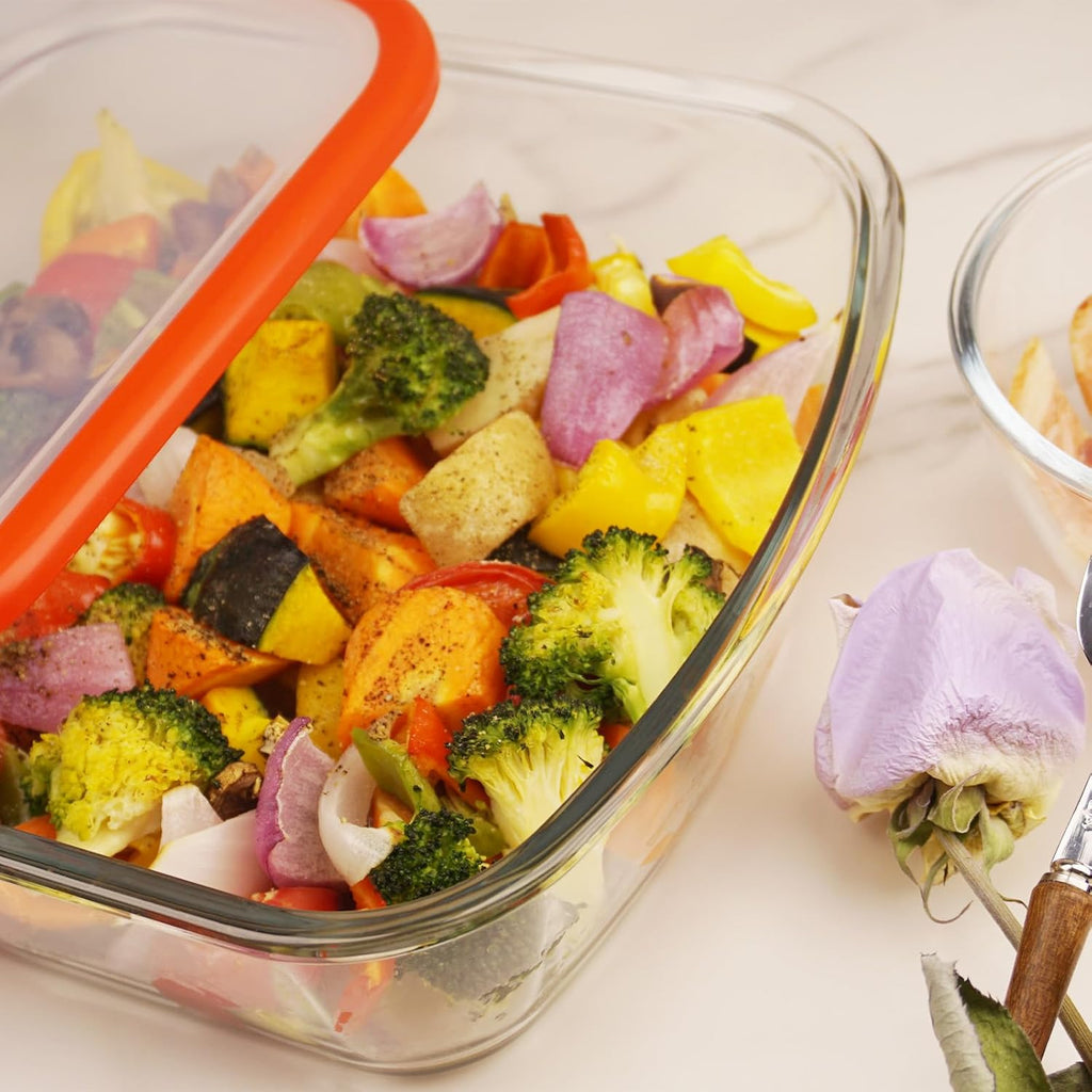 Skiennix 9x9 Inch Square Glass Baking Dish - 2.6QT Deep Pan with Lid | Microwave & Oven Safe