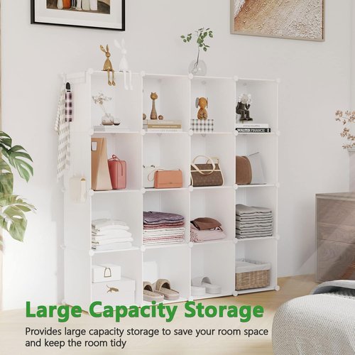 C&AHOME Cube Storage Organizer - 16-Cube Modular Shelves for DIY Closet | 48.4" L × 12.4" W × 48.4" H