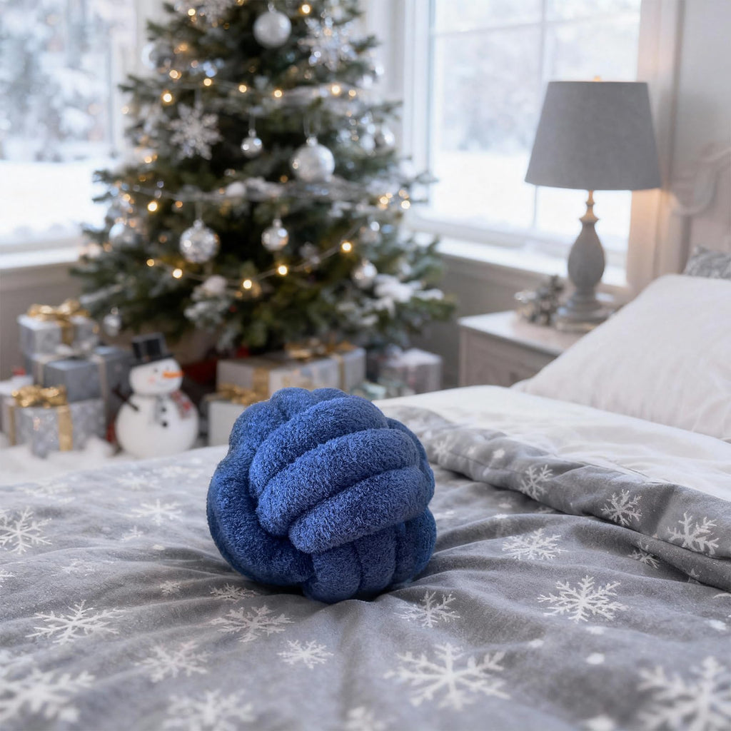 Onechionede Knot Pillow - Throw Pillows Room Décor Couch Pillow for Living Room Relieve Stress, Decorative Pillows Round Knot Cushion Pet Toy, Navy 8 Inch