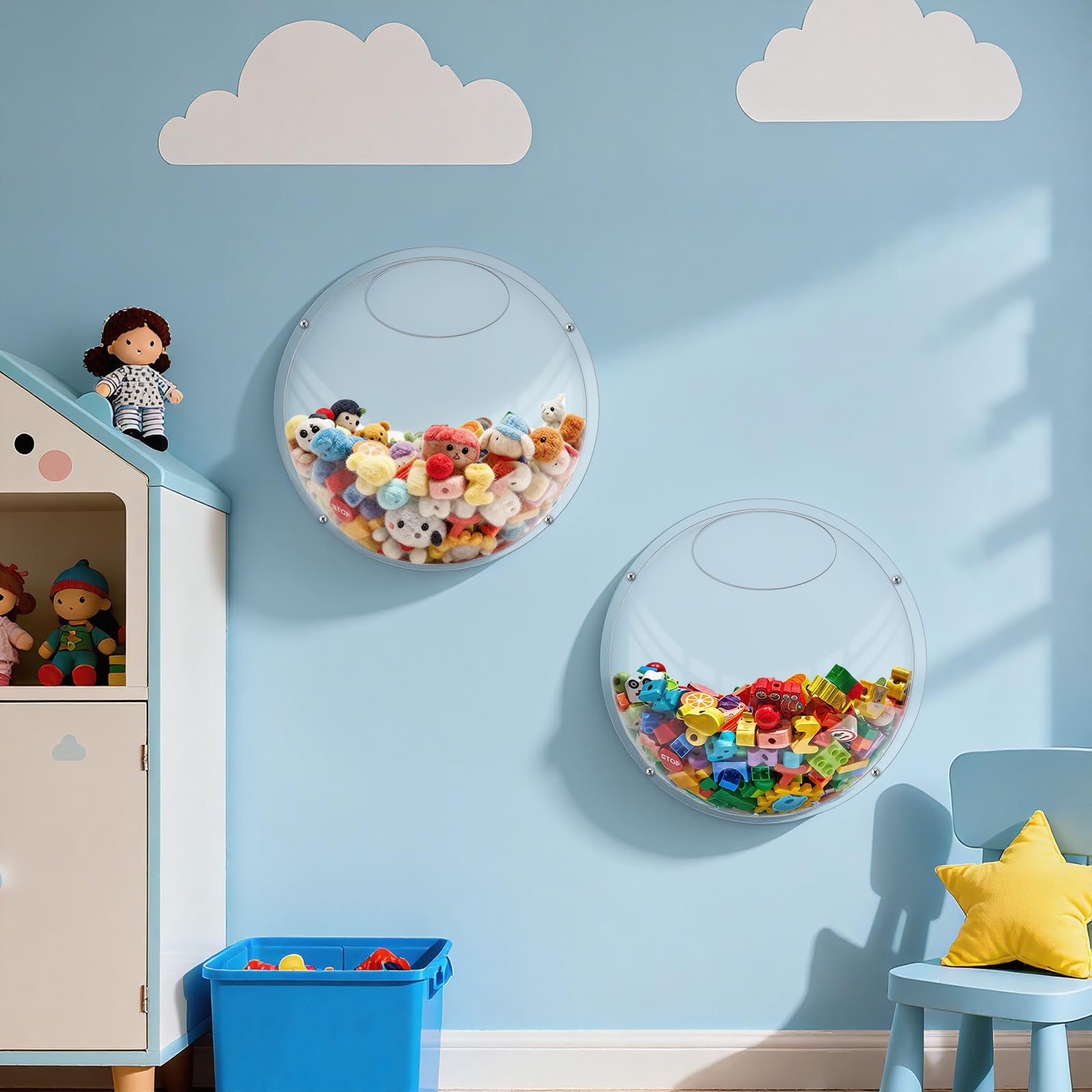 MCAEFER ZHCY 2 Pack Acrylic Wall Toy Storage,Clear Hanging Toy Dispenser with Back Panel Hanging Holder,exquisite Acrylic Wall Organizer for Blocks, Snacks, Cars,Home Organization and Storage