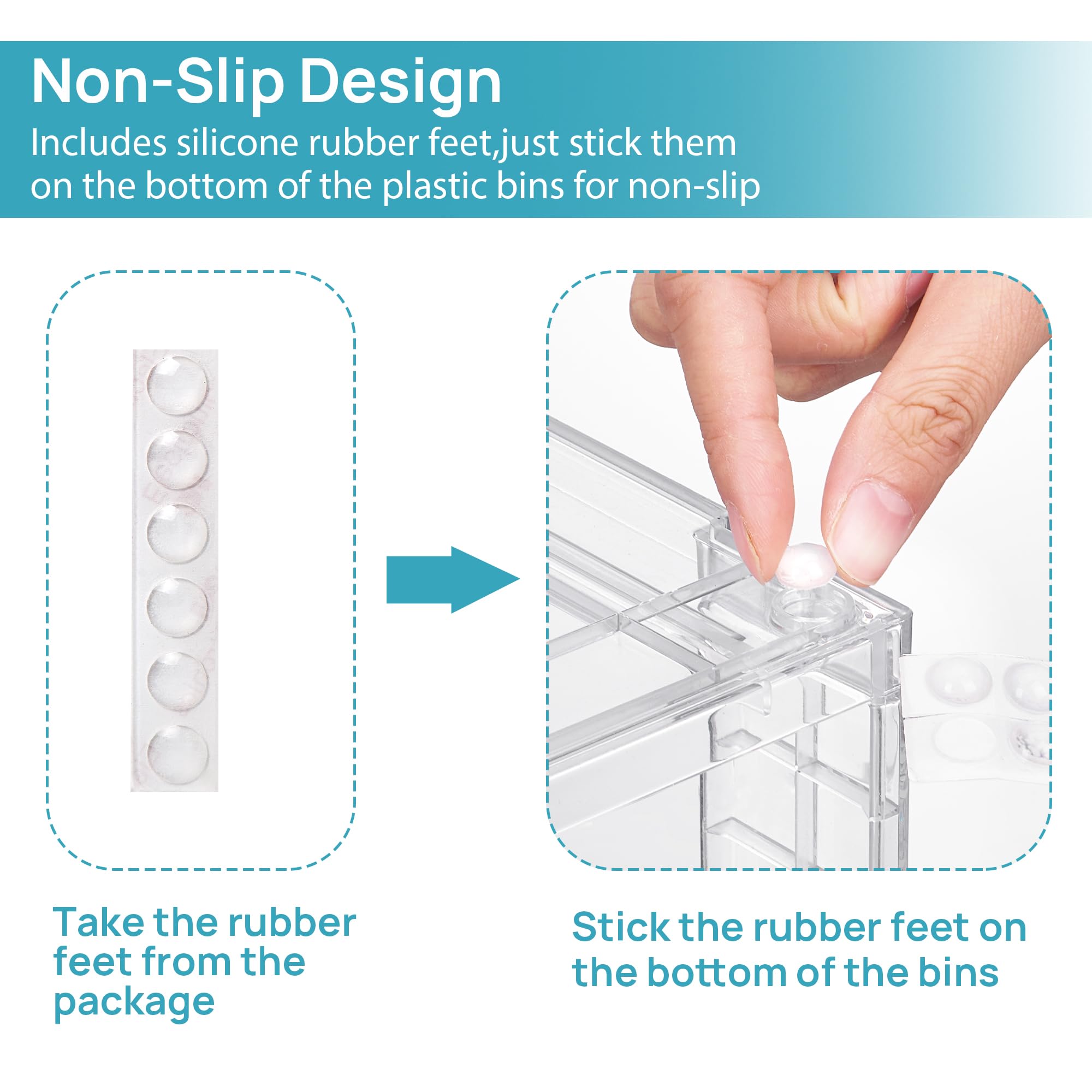 Vtopmart 4 Pack Clear Stackable Storage Drawers,Under Sink and Kitchen Organizers Storage,Easy to Assemble Plastic Drawers for Baby Bottle,Medicine, Bathroom,Cabinet and Pantry Organization