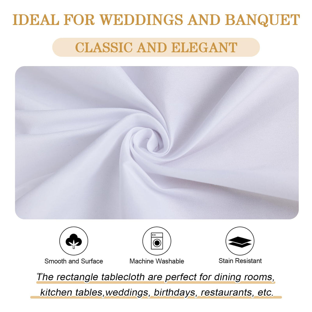 Mclisle 8 Pack White Round Tablecloth 120 Inch Table Cloths for Round Tables, Wrinkle Resistant Washable Decorative Polyester Table Cover for Wedding Party Dining Banquet