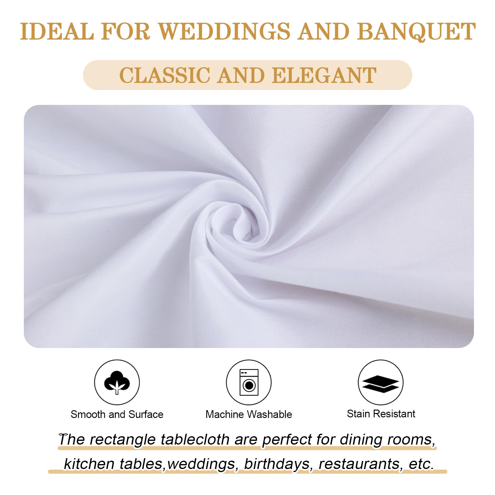 Mclisle 8 Pack White Round Tablecloth 120 Inch Table Cloths for Round Tables, Wrinkle Resistant Washable Decorative Polyester Table Cover for Wedding Party Dining Banquet