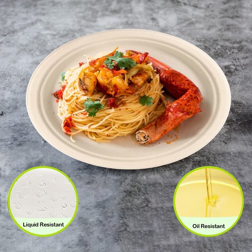 GREENESAGE 500 Pack Paper Plates 9 inch Bulk, 100% Compostable Disposable Plates Eco Friendly Recycled Heavy Duty, Brown