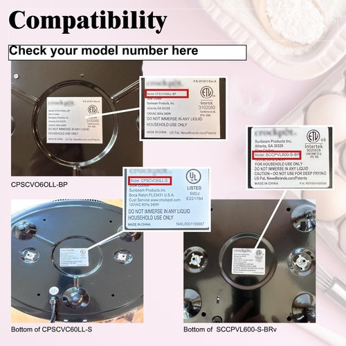 6QT Oval Glass Lid Replacement For CrockPot Slow Cooker Models SCCPVL600-S-BR CPSCV060LLBP CPSCVC60LL-S