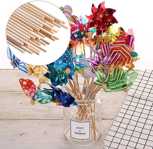 HOPELF Bamboo Dowel Rods - 50PCS Assorted 1/4 x 12 Inch Hardwood Sticks for Crafts & DIY Projects