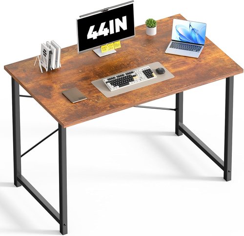 DUMOS 44-Inch Computer Desk - Modern Home Office Writing Table with X-Shaped Reinforcement | Rust Finish