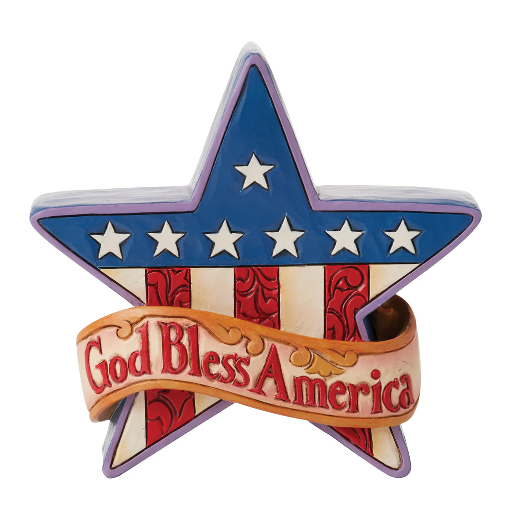 Enesco Jim Shore Heartwood Creek Patriotic Star America Miniature Figurine - Stone Resin Hand Painted Crafted Collectible Decorative USA Mini Figurines Home Decor Statue, 3.6 Inch