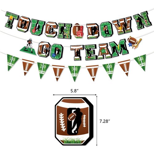 MABROUC 39PCS Football Party Decorations Kit, Tailgate & Football Birthday Party Game Day Supplies with TOUCH DOWN&GO TEAM Banner adn Swirl Streamers