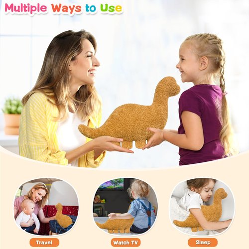 Andywoo Dino Chicken Plush Nuggets Pillow for Funny Birthday Gifts, Cute Funny Stuffed Animals Toy for Boy and Girl, Dinosaur Gifts for Kids Teens and Adults (Brachiosaurus, Small)