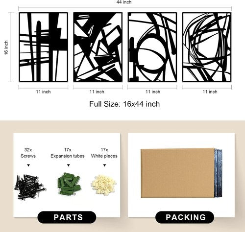 Glamativity Large Black Abstract Metal Wall Art - Minimalist 3D Textured Sculptures | Perfect for Living Room & Bedroom (22.5")