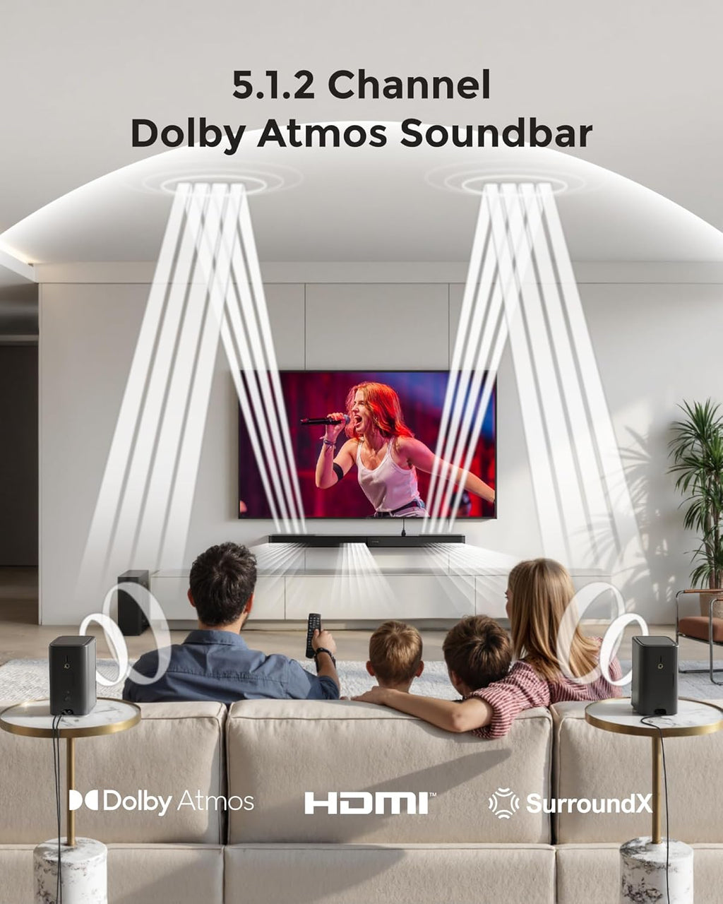ULTIMEA 5.1.2ch Sound Bar - Dolby Atmos Surround Sound System for TV | Includes 2 Surround Speakers, HDMI eARC