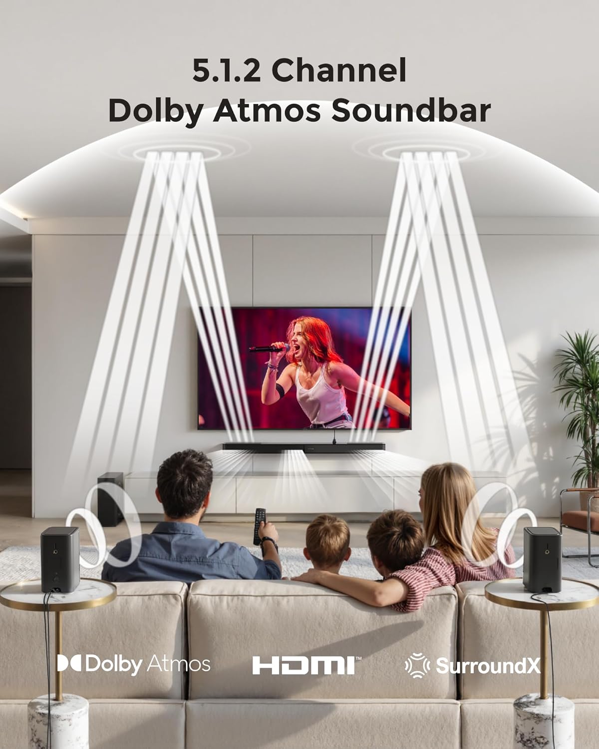 ULTIMEA 5.1.2ch Sound Bar - Dolby Atmos Surround Sound System for TV | Includes 2 Surround Speakers, HDMI eARC