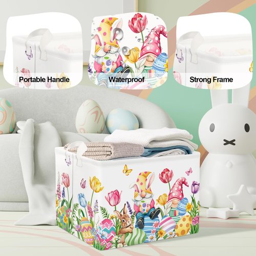 HUUMONSS Easter Rabbit Gnome Laundry Hamper Large Storage Basket Cute Tulip Eggs Collapsible Parents Organizer Kids Toy Clothes Bins for Bedroom, Bathroom, Butterfly, 36L
