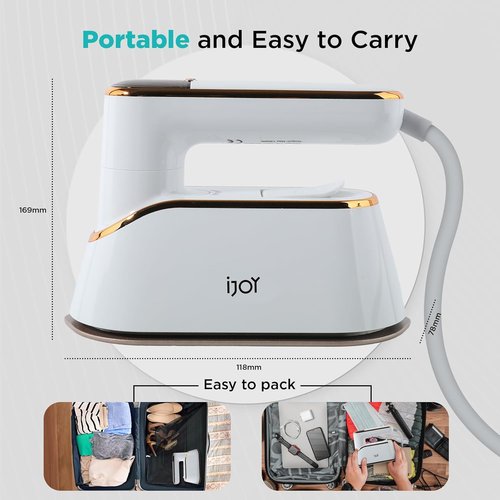 iJoy Travel Steamer Iron - 1200W Portable Handheld with 4 Modes & LCD Display | Fast Heating, 180° Swivel Handle, Ideal for Home & Travel