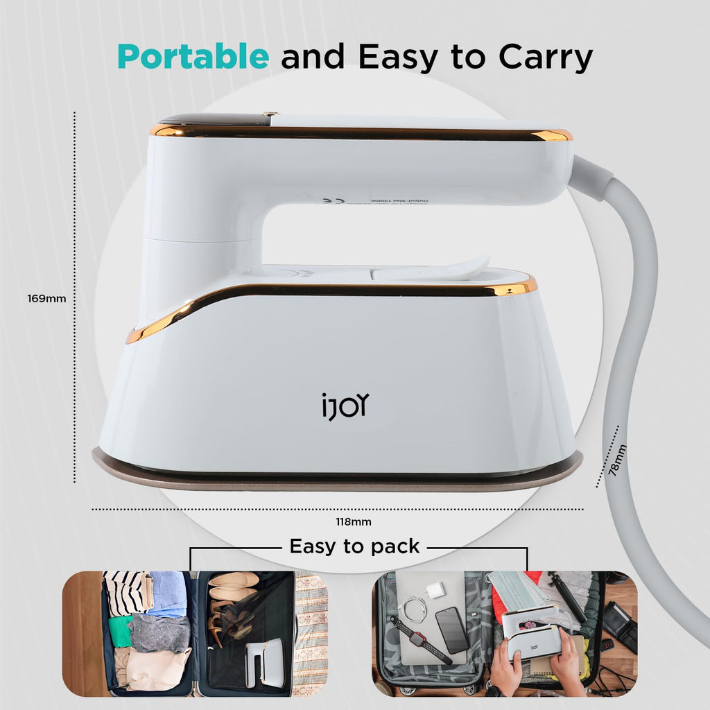 iJoy Travel Steamer Iron 1200W Portable Handheld with 4 Modes & LCD Display – Fast Heating in 10s, 180° Swivel Handle, Powerful Wrinkle Remover for Home, Dorm & Travel| Plancha a Vapor Para Ropa