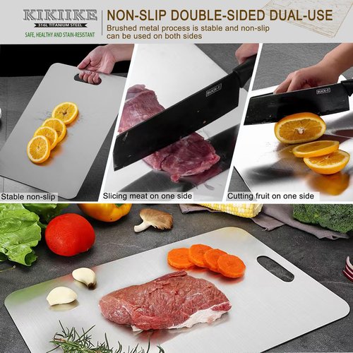Titanium Cutting Board Double-Sided 100% Pure Titanium Cutting Boards for Kitchen - Food-Grade titanware chopping boards Non-Stick Durable and easy to clean (13.3 x 9 in)