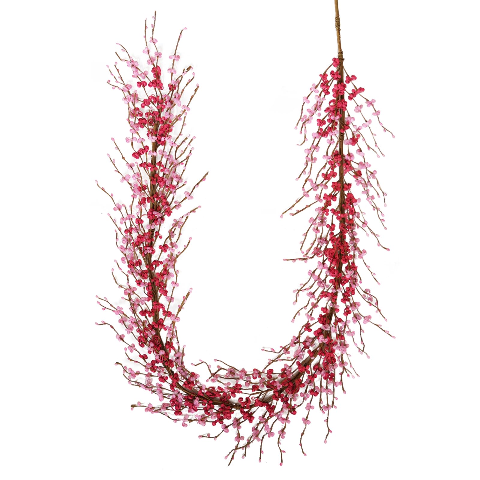 idyllic 6 Ft Valentine's Day Pink & Red Flower Wreath Decorations, Artificial Floral Garland with Bendable Stems for Front Door Mantel Table Bedroom Wedding Decor