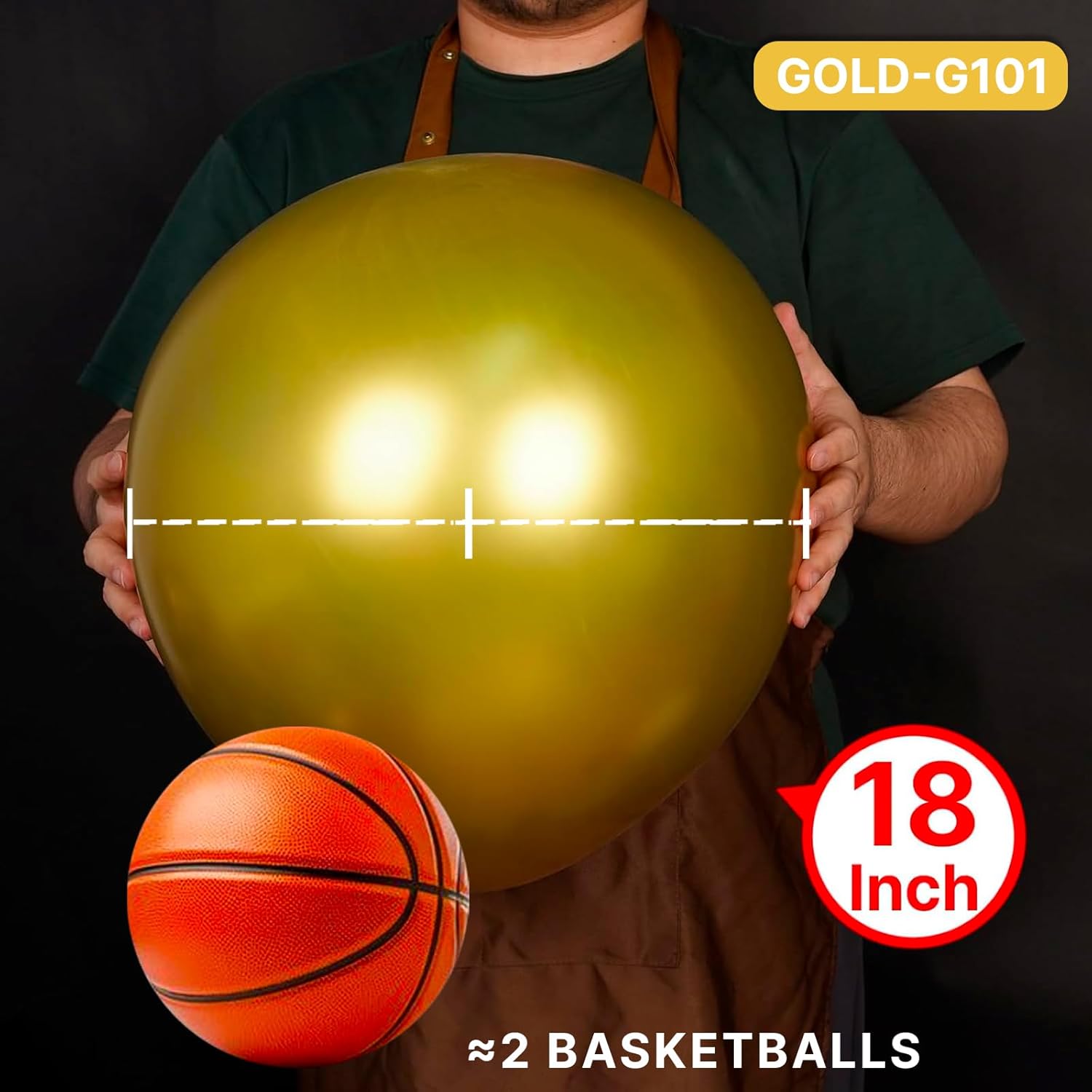 PartyWoo Gold Balloons - 20pcs 18-Inch Latex Helium Balloons for Celebrations & Events | Gold-G101