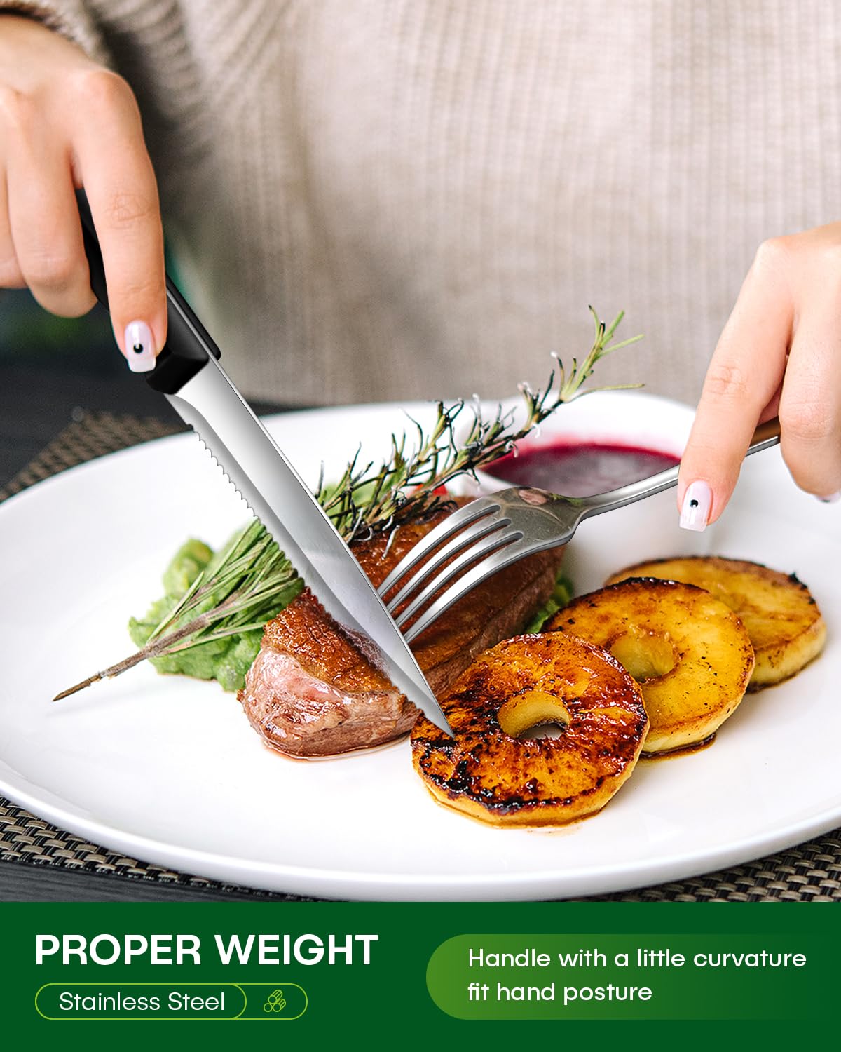 PHILIPALA 24 Pcs Silverware Set with Steak Knives Food-Grade Stainless Steel Flatware Set for 4 Mirror Cutlery Include Forks Spoons and Knives Set Dishwasher Safe Utensil Sets for Home Restaurant