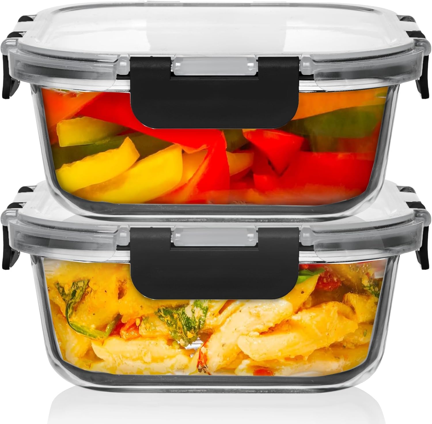 Razab Glass Food Storage Containers - 1200ML Airtight & Leakproof | Microwave, Oven, Freezer Safe, BPA Free