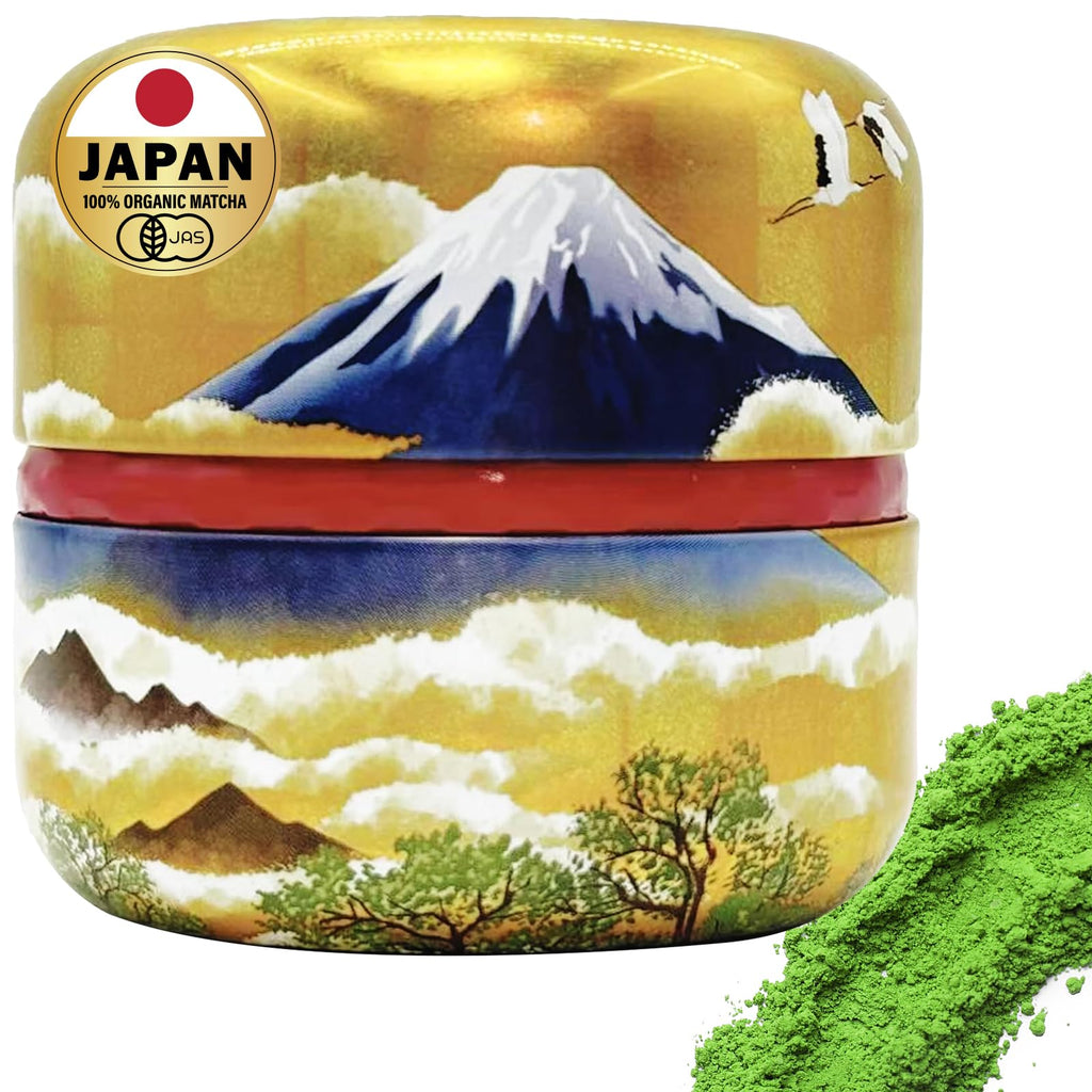 KANEMATSU Ceremonial Grade Matcha Powder 1.75oz Tin, Japanese JAS Certified Organic, Antioxidant Rich with Caffeine & L-Theanine for Focus & Relaxation, Kosher Non-GMO Green Tea (50g)