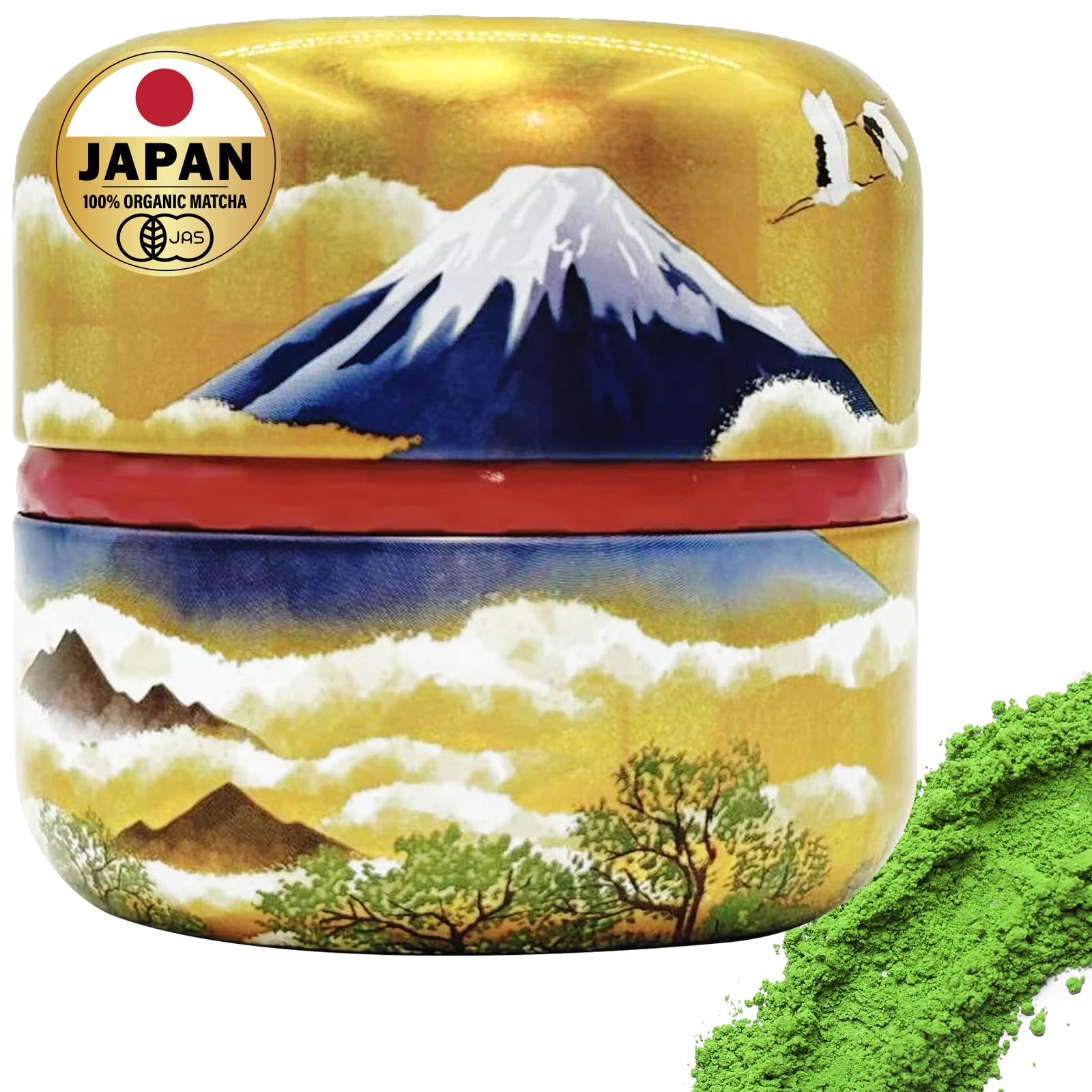 KANEMATSU Ceremonial Grade Matcha Powder 1.75oz Tin, Japanese JAS Certified Organic, Antioxidant Rich with Caffeine & L-Theanine for Focus & Relaxation, Kosher Non-GMO Green Tea (50g)