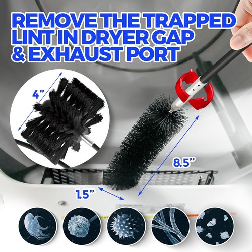 Holikme 15 Feet Dryer Vent Cleaner Kit - Lint Remover with Synthetic Brush Head | Use with or Without Power Drill, Black