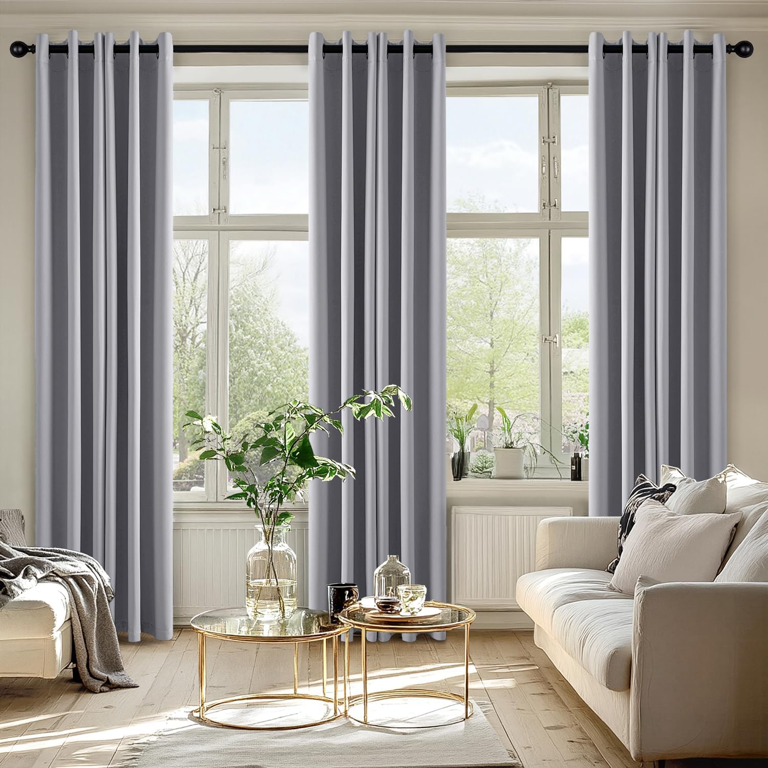 MIULEE Light Grey Blackout Curtains - Thermal Insulated Room Darkening Drapes | 72 Inches Long, 2 Panels