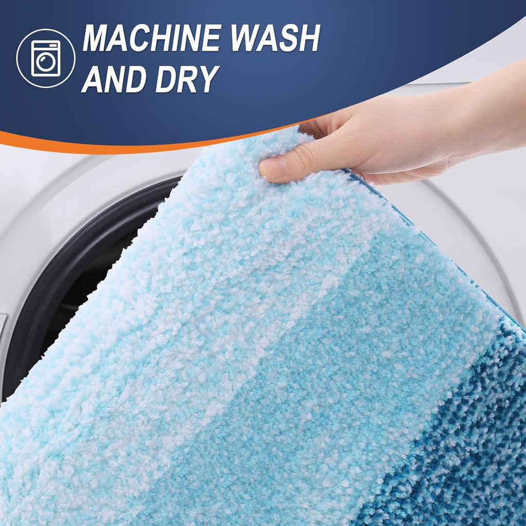 OLANLY Bathroom Runner Rug - Extra Soft Microfiber Mat, Quick Dry & Washable | 70x24, Peacock Blue
