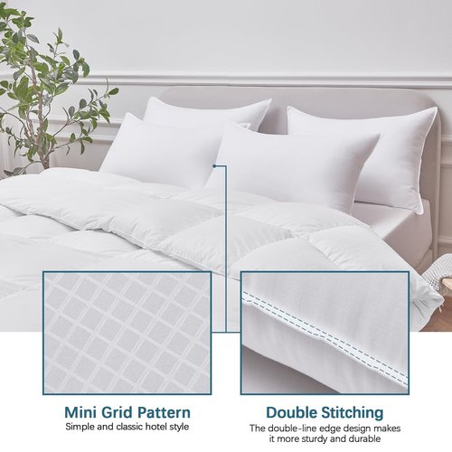 FROHAUL Pillows Queen Size Set of 4, Grid Hotel Bed Pillows for Sleeping,Medium-Firm Microfiber Pillows for Side, Back and Stomach Sleepers