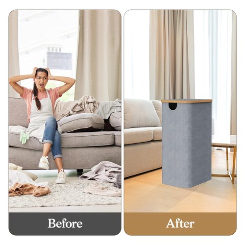JOLLYIN Laundry Baskest with Lid, 100L Large Tall Laundry Hamper with Removable Bag, Collapsible Laundry Hamper for Bedroom, Bathroom, Dorm, Laundry Room, Grey