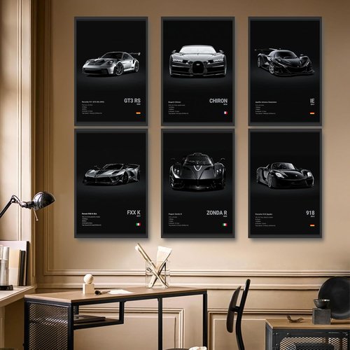 Dazongweihan 9-Piece Racing Car Poster Set - Cool Wall Art for Boys' Rooms | Unframed 8x12 Inch Decor