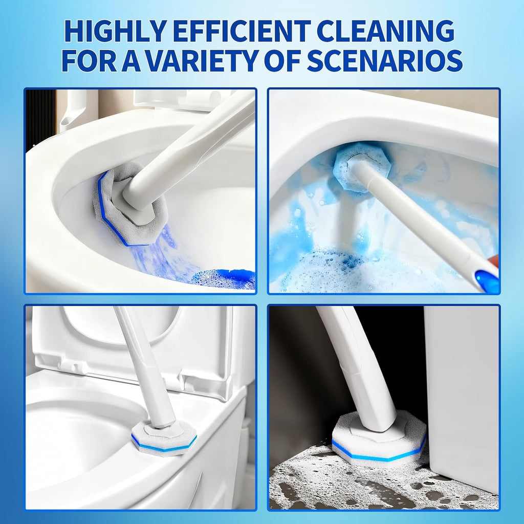 Skiennix Disposable Toilet Brush Set - 60 Replacement Heads & Storage Case for Deep Cleaning