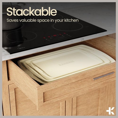 Bakken Swiss - 6-Piece Bakeware Set | Deluxe Non-Stick Baking Pans with Stackable Design - Carbon Steel, White Stone Coating