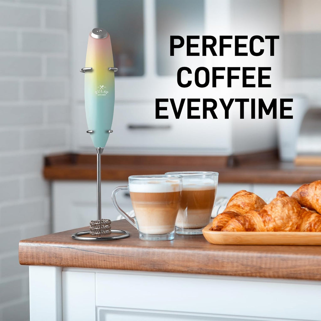 Zulay Kitchen Tornado Triple Whisk Milk Frother - Handheld Foam Maker for Coffee & Lattes - Nature's Sunrise