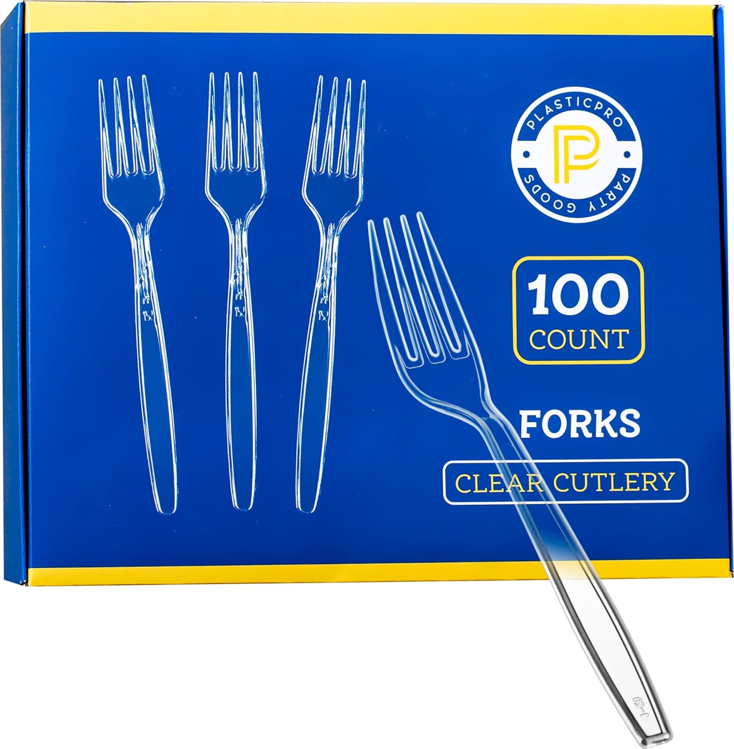 Plasticpro Heavyweight Disposable Clear Plastic Cutlery - 100 Count Forks for Easy Serving