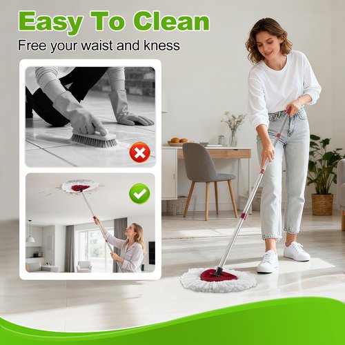 Mop Heads Replacements for O Ceda,Mop Replace Head for Oceda Easywring 1 Tank,Include 3 Spin Mop Replacement Head 1 Scrub Brush and 1 Mop Base Deep Cleaning & Machine Washable