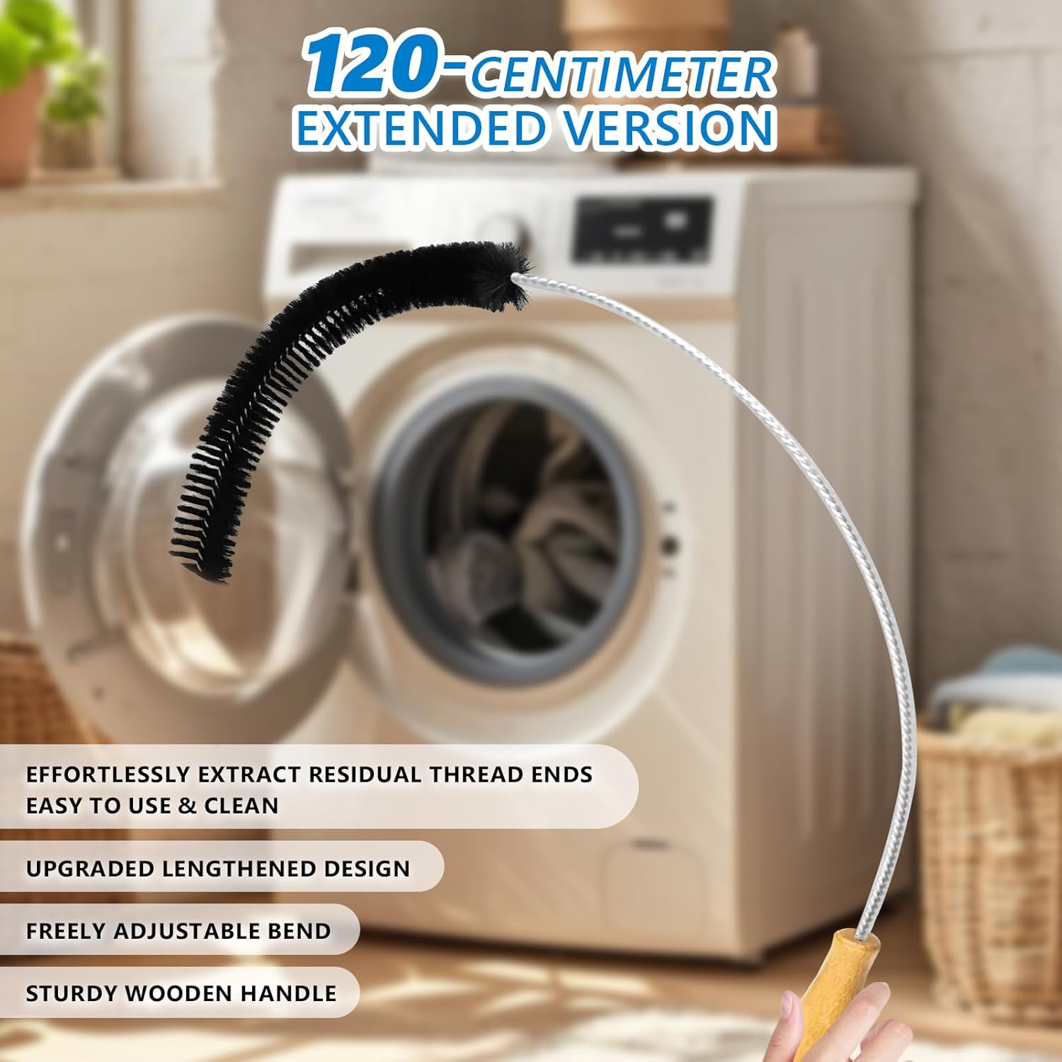 Skiennix Dryer Lint Brush - 47.2 Inch Extra Long Flexible Tool for Efficient Lint Trap Cleaning
