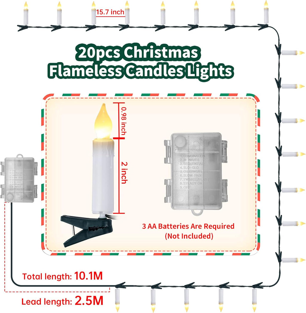 Skiennix Flameless LED Candle Lights - 20PCS Battery Operated with Remote Control | Waterproof & Flickering for Christmas Trees